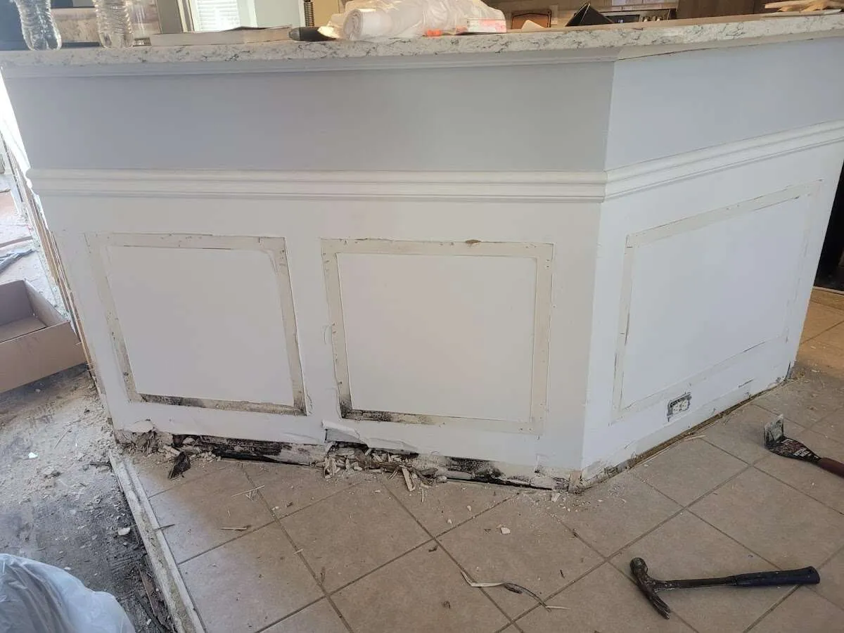 Water damage and mold on kitchen during Storm Damage Restoration in Payson